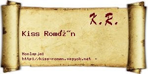 Kiss Román névjegykártya